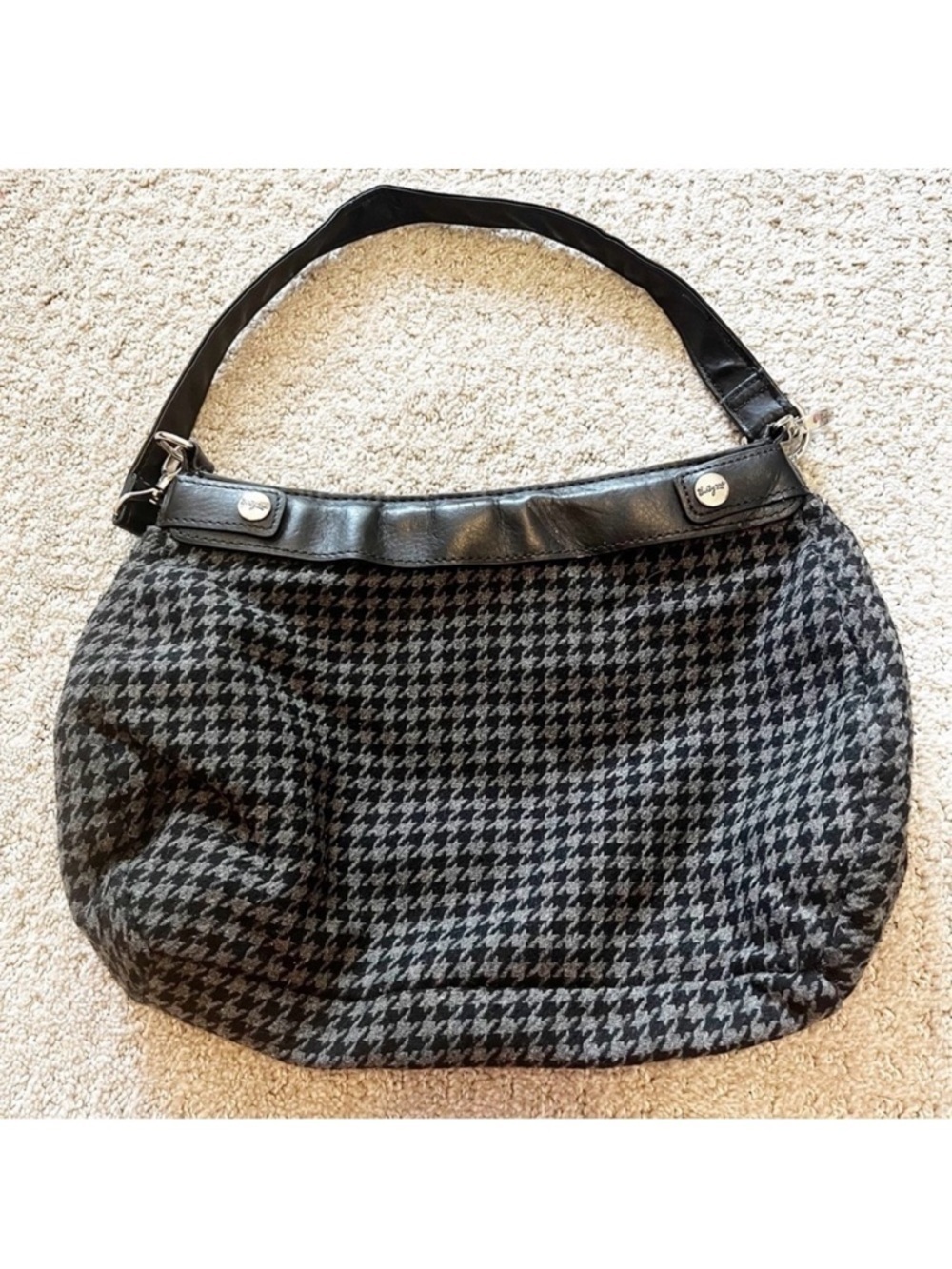 Thirty-One Black Gray Houndstooth Handbag Shoulder Fall Winter Medium Pockets